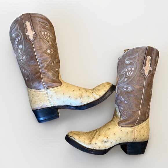 El Padrino Western Full Quill Ostrich Cowboy Boots Size 13 US Light Brown Upper main image 11